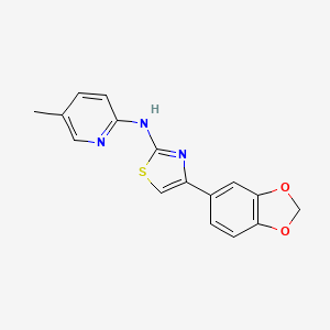 molecular formula C16H13N3O2S B2375523 4-(benzo[d][1,3]dioxol-5-yl)-N-(5-methylpyridin-2-yl)thiazol-2-amine CAS No. 1029751-47-0