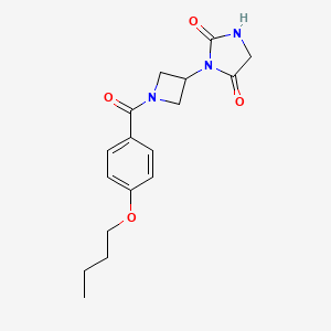 molecular formula C17H21N3O4 B2375540 3-(1-(4-Butoxybenzoyl)azetidin-3-yl)imidazolidine-2,4-dione CAS No. 2034317-48-9