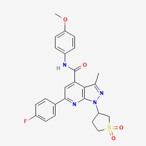 molecular formula C25H23FN4O4S B2375542 1-(1,1-dioxidotetrahydrothiophen-3-yl)-6-(4-fluorophenyl)-N-(4-methoxyphenyl)-3-methyl-1H-pyrazolo[3,4-b]pyridine-4-carboxamide CAS No. 1021215-08-6