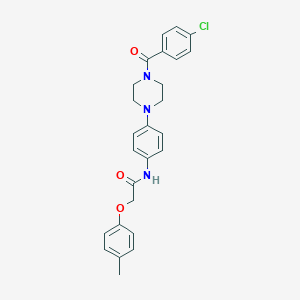 molecular formula C26H26ClN3O3 B237555 N-{4-[4-(4-Chlorobenzoyl)piperazin-1-YL]phenyl}-2-(4-methylphenoxy)acetamide 