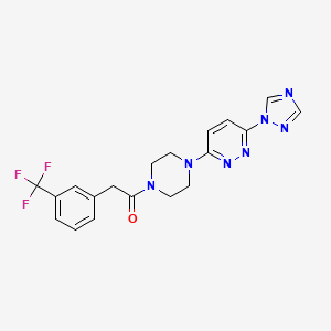 molecular formula C19H18F3N7O B2375560 1-(4-(6-(1H-1,2,4-triazol-1-yl)pyridazin-3-yl)piperazin-1-yl)-2-(3-(trifluoromethyl)phenyl)ethanone CAS No. 2034483-79-7