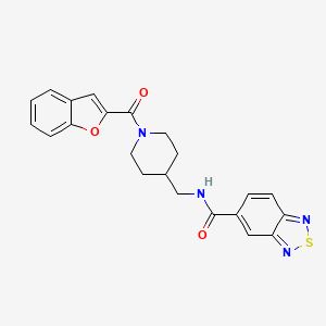 molecular formula C22H20N4O3S B2375566 N-((1-(benzofuran-2-carbonyl)piperidin-4-yl)methyl)benzo[c][1,2,5]thiadiazole-5-carboxamide CAS No. 1235244-90-2