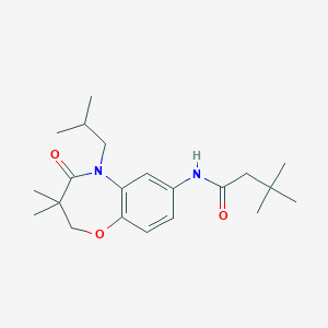 molecular formula C21H32N2O3 B2375569 N-(5-isobutyl-3,3-dimethyl-4-oxo-2,3,4,5-tetrahydrobenzo[b][1,4]oxazepin-7-yl)-3,3-dimethylbutanamide CAS No. 921865-32-9