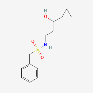 molecular formula C13H19NO3S B2375583 N-(3-环丙基-3-羟基丙基)-1-苯甲磺酰胺 CAS No. 1396676-66-6