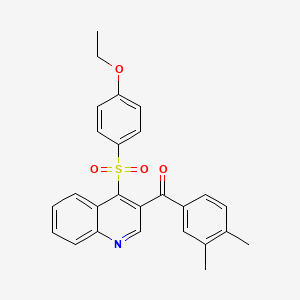 molecular formula C26H23NO4S B2375585 (3,4-Dimethylphenyl)(4-((4-ethoxyphenyl)sulfonyl)quinolin-3-yl)methanone CAS No. 899760-09-9