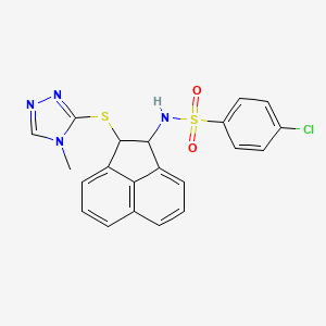 molecular formula C21H17ClN4O2S2 B2375590 4-Chloro-N-[2-(4-methyl-4H-[1,2,4]triazol-3-ylsulfanyl)-acenaphthen-1-yl]-benzenesulfonamide CAS No. 371206-62-1