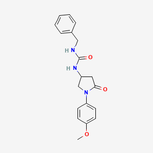 molecular formula C19H21N3O3 B2375593 1-Benzyl-3-[1-(4-methoxyphenyl)-5-oxopyrrolidin-3-yl]urea CAS No. 891099-20-0