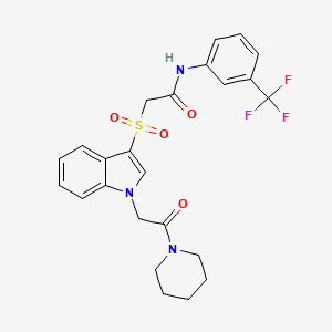 molecular formula C24H24F3N3O4S B2375595 2-((1-(2-氧代-2-(哌啶-1-基)乙基)-1H-吲哚-3-基)磺酰基)-N-(3-(三氟甲基)苯基)乙酰胺 CAS No. 878057-24-0