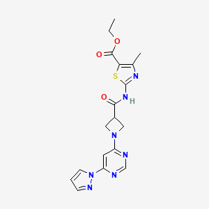 ethyl 2-(1-(6-(1H-pyrazol-1-yl)pyrimidin-4-yl)azetidine-3-carboxamido)-4-methylthiazole-5-carboxylate