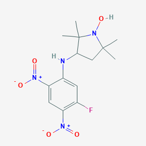 molecular formula C14H19FN4O5 B023756 3-(5-Fluoro-2,4-dinitroanilino)-2,2,5,5,-tetramethyl-1-pyrrolidinyloxy CAS No. 73784-45-9