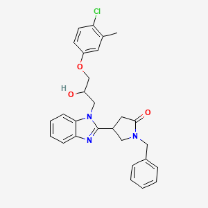 molecular formula C28H28ClN3O3 B2375603 1-benzyl-4-{1-[3-(4-chloro-3-methylphenoxy)-2-hydroxypropyl]-1H-benzimidazol-2-yl}pyrrolidin-2-one CAS No. 1111182-75-2