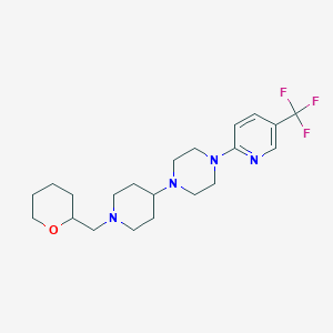 molecular formula C21H31F3N4O B2375612 1-(1-((tetrahydro-2H-pyran-2-yl)methyl)piperidin-4-yl)-4-(5-(trifluoromethyl)pyridin-2-yl)piperazine CAS No. 2034479-50-8