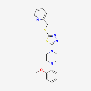 molecular formula C19H21N5OS2 B2375629 2-(4-(2-Methoxyphenyl)piperazin-1-yl)-5-((pyridin-2-ylmethyl)thio)-1,3,4-thiadiazole CAS No. 1105224-67-6