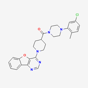 molecular formula C27H28ClN5O2 B2375636 (1-(Benzofuro[3,2-d]pyrimidin-4-yl)piperidin-4-yl)(4-(5-chloro-2-methylphenyl)piperazin-1-yl)methanone CAS No. 1112392-93-4