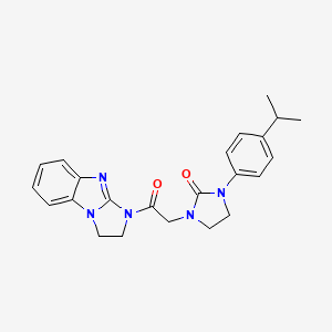 molecular formula C23H25N5O2 B2375638 1-(2-(2,3-dihydro-1H-benzo[d]imidazo[1,2-a]imidazol-1-yl)-2-oxoethyl)-3-(4-isopropylphenyl)imidazolidin-2-one CAS No. 1331221-67-0