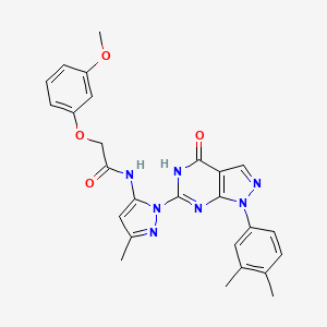 N-(1-(1-(3,4-dimethylphenyl)-4-oxo-4,5-dihydro-1H-pyrazolo[3,4-d]pyrimidin-6-yl)-3-methyl-1H-pyrazol-5-yl)-2-(3-methoxyphenoxy)acetamide