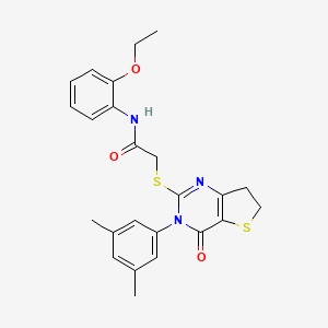 molecular formula C24H25N3O3S2 B2375670 2-((3-(3,5-dimethylphenyl)-4-oxo-3,4,6,7-tetrahydrothieno[3,2-d]pyrimidin-2-yl)thio)-N-(2-ethoxyphenyl)acetamide CAS No. 877653-58-2
