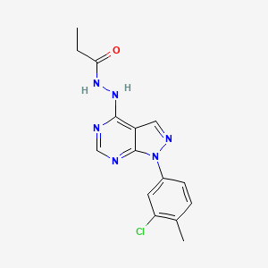 molecular formula C15H15ClN6O B2375674 N'-[1-(3-chloro-4-methylphenyl)-1H-pyrazolo[3,4-d]pyrimidin-4-yl]propanehydrazide CAS No. 881083-30-3