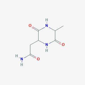 molecular formula C7 H11 N3 O3 B237568 2-(5-Methyl-3,6-dioxopiperazin-2-yl)acetamide CAS No. 131025-37-1
