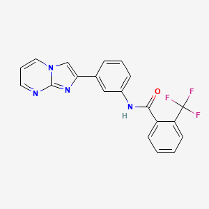 molecular formula C20H13F3N4O B2375686 N-(3-(imidazo[1,2-a]pyrimidin-2-yl)phenyl)-2-(trifluoromethyl)benzamide CAS No. 863020-29-5