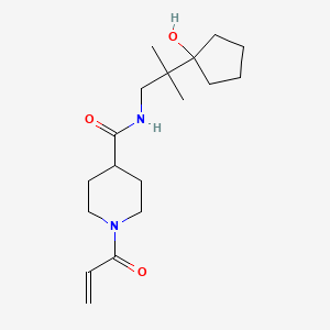 molecular formula C18H30N2O3 B2375716 N-[2-(1-Hydroxycyclopentyl)-2-methylpropyl]-1-prop-2-enoylpiperidine-4-carboxamide CAS No. 2361818-38-2