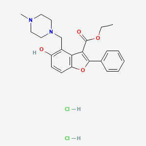 molecular formula C23H28Cl2N2O4 B2375726 Ethyl 5-hydroxy-4-((4-methylpiperazin-1-yl)methyl)-2-phenylbenzofuran-3-carboxylate dihydrochloride CAS No. 473567-97-4