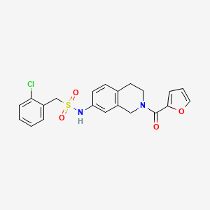 molecular formula C21H19ClN2O4S B2375729 1-(2-chlorophenyl)-N-(2-(furan-2-carbonyl)-1,2,3,4-tetrahydroisoquinolin-7-yl)methanesulfonamide CAS No. 955650-63-2