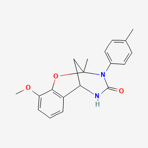 molecular formula C19H20N2O3 B2375730 10-methoxy-2-methyl-3-(p-tolyl)-5,6-dihydro-2H-2,6-methanobenzo[g][1,3,5]oxadiazocin-4(3H)-one CAS No. 892295-38-4