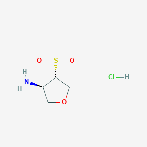 molecular formula C5H12ClNO3S B2375738 (3R,4S)-4-Methylsulfonyloxolan-3-amine;hydrochloride CAS No. 2460739-95-9
