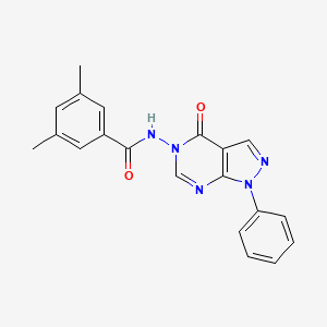 molecular formula C20H17N5O2 B2375761 3,5-dimethyl-N-(4-oxo-1-phenyl-1H-pyrazolo[3,4-d]pyrimidin-5(4H)-yl)benzamide CAS No. 899945-92-7