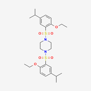 molecular formula C26H38N2O6S2 B2375773 1,4-Bis[2-ethoxy-5-(propan-2-yl)benzenesulfonyl]piperazine CAS No. 1428150-80-4