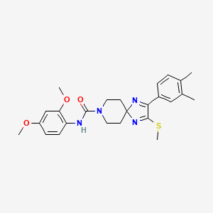 molecular formula C25H30N4O3S B2375784 N-(2,4-dimethoxyphenyl)-2-(3,4-dimethylphenyl)-3-(methylthio)-1,4,8-triazaspiro[4.5]deca-1,3-diene-8-carboxamide CAS No. 1359133-58-6