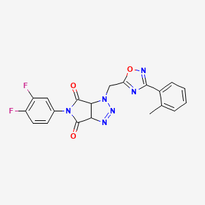 molecular formula C20H14F2N6O3 B2375789 5-(3,4-二氟苯基)-1-((3-(邻甲苯基)-1,2,4-恶二唑-5-基)甲基)-1,6a-二氢吡咯并[3,4-d][1,2,3]三唑-4,6(3aH,5H)-二酮 CAS No. 1206999-54-3