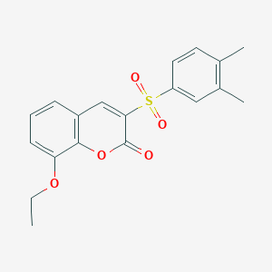molecular formula C19H18O5S B2375793 3-(3,4-二甲基苯基)磺酰基-8-乙氧基色酮 CAS No. 904438-90-0
