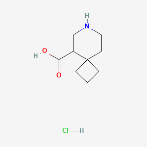 molecular formula C9H16ClNO2 B2375800 7-氮杂螺[3.5]壬烷-9-甲酸；盐酸盐 CAS No. 2243510-57-6