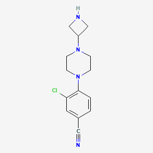 molecular formula C14H17ClN4 B2375815 4-[4-(氮杂环-3-基)哌嗪-1-基]-3-氯苯腈 CAS No. 1493479-16-5