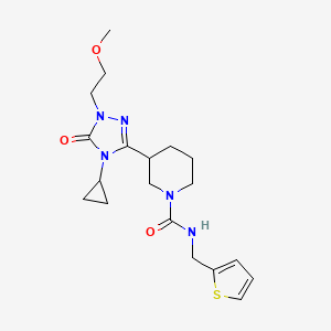 molecular formula C19H27N5O3S B2375820 3-(4-环丙基-1-(2-甲氧基乙基)-5-氧代-4,5-二氢-1H-1,2,4-三唑-3-基)-N-(噻吩-2-基甲基)哌啶-1-甲酰胺 CAS No. 2178771-58-7