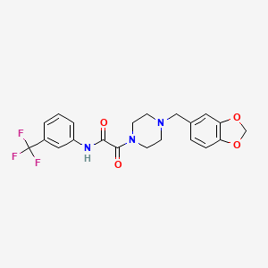 molecular formula C21H20F3N3O4 B2375821 2-(4-(苯并[d][1,3]二氧杂环-5-基甲基)哌嗪-1-基)-2-氧代-N-(3-(三氟甲基)苯基)乙酰胺 CAS No. 941999-65-1