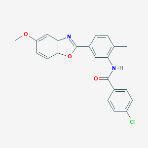 molecular formula C22H17ClN2O3 B237583 4-chloro-N-[5-(5-methoxy-1,3-benzoxazol-2-yl)-2-methylphenyl]benzamide 