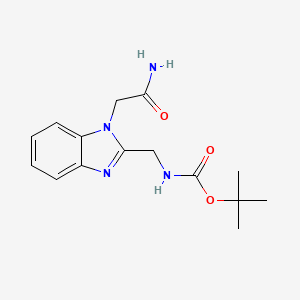 molecular formula C15H20N4O3 B2375834 tert-butyl N-{[1-(carbamoylmethyl)-1H-1,3-benzodiazol-2-yl]methyl}carbamate CAS No. 2094346-56-0