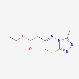 molecular formula C9H12N4O2S B2375838 ethyl 2-{3-methyl-7H-[1,2,4]triazolo[3,4-b][1,3,4]thiadiazin-6-yl}acetate CAS No. 571917-31-2