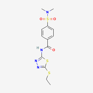 molecular formula C13H16N4O3S3 B2375843 4-(dimethylsulfamoyl)-N-(5-ethylsulfanyl-1,3,4-thiadiazol-2-yl)benzamide CAS No. 392239-62-2