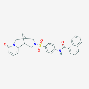 molecular formula C28H25N3O4S B2375844 N-(4-((8-oxo-5,6-dihydro-1H-1,5-methanopyrido[1,2-a][1,5]diazocin-3(2H,4H,8H)-yl)sulfonyl)phenyl)-1-naphthamide CAS No. 681270-74-6