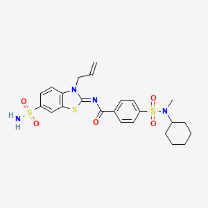 molecular formula C24H28N4O5S3 B2375850 (Z)-N-(3-烯丙基-6-磺酰胺基苯并[d]噻唑-2(3H)-亚基)-4-(N-环己基-N-甲基磺酰胺基)苯甲酰胺 CAS No. 865180-39-8