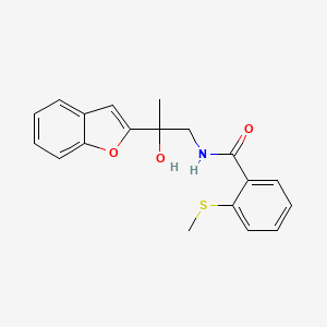 molecular formula C19H19NO3S B2375851 N-(2-(benzofuran-2-yl)-2-hydroxypropyl)-2-(methylthio)benzamide CAS No. 2034493-02-0