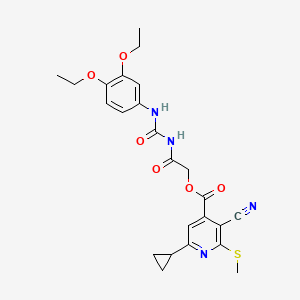 molecular formula C24H26N4O6S B2375856 2-{[(3,4-Diethoxyphenyl)carbamoyl]amino}-2-oxoethyl 3-cyano-6-cyclopropyl-2-(methylsulfanyl)pyridine-4-carboxylate CAS No. 1111528-88-1