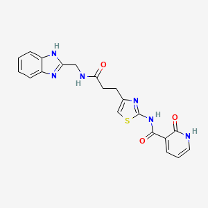 molecular formula C20H18N6O3S B2375857 N-(4-(3-(((1H-苯并[d]咪唑-2-基)甲基)氨基)-3-氧代丙基)噻唑-2-基)-2-氧代-1,2-二氢吡啶-3-甲酰胺 CAS No. 1206997-11-6