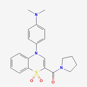 molecular formula C21H23N3O3S B2375858 (4-(4-(二甲氨基)苯基)-1,1-二氧化-4H-苯并[b][1,4]噻嗪-2-基)(吡咯烷-1-基)甲苯酮 CAS No. 1251614-03-5