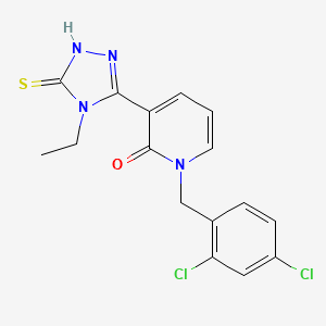 molecular formula C16H14Cl2N4OS B2375866 1-(2,4-二氯苄基)-3-(4-乙基-5-硫代-4H-1,2,4-三唑-3-基)-2(1H)-吡啶酮 CAS No. 242471-92-7