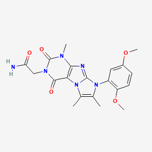 molecular formula C20H22N6O5 B2375875 2-[8-(2,5-二甲氧基苯基)-1,6,7-三甲基-2,4-二氧代-1,3,5-三氢-4-咪唑并[1,2-h]嘌呤-3-基]乙酰胺 CAS No. 896309-08-3